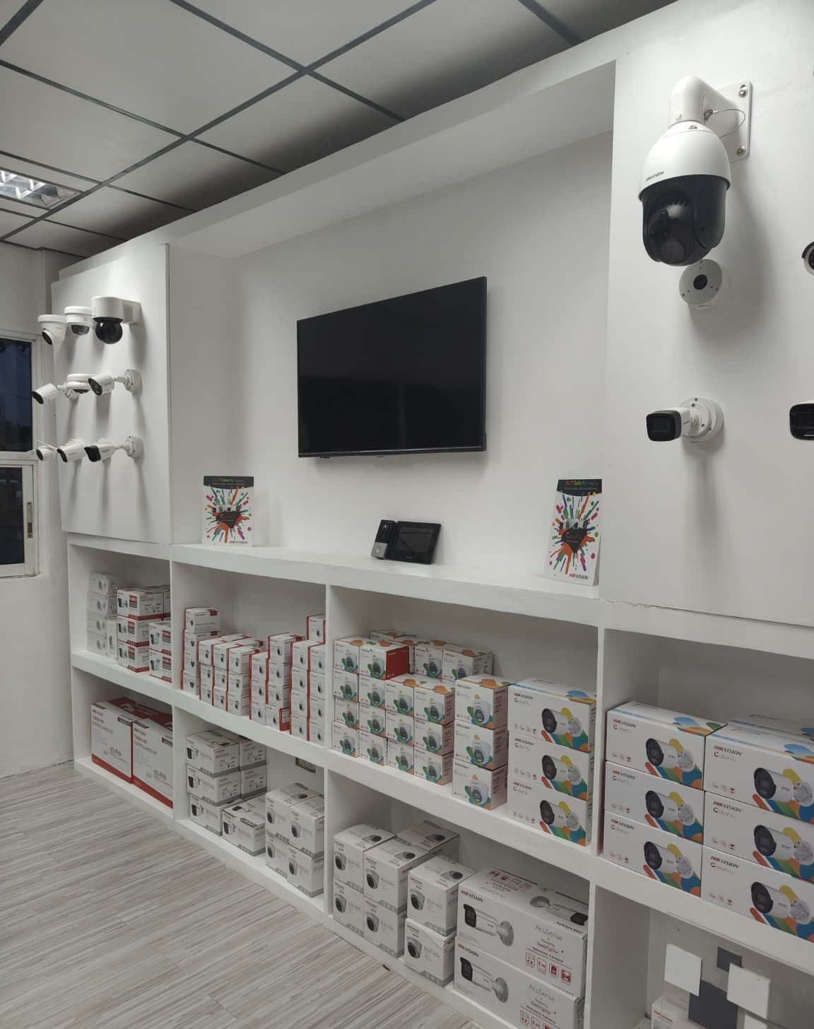 CCTV cameras and security equipment displayed at LAVI Technologies