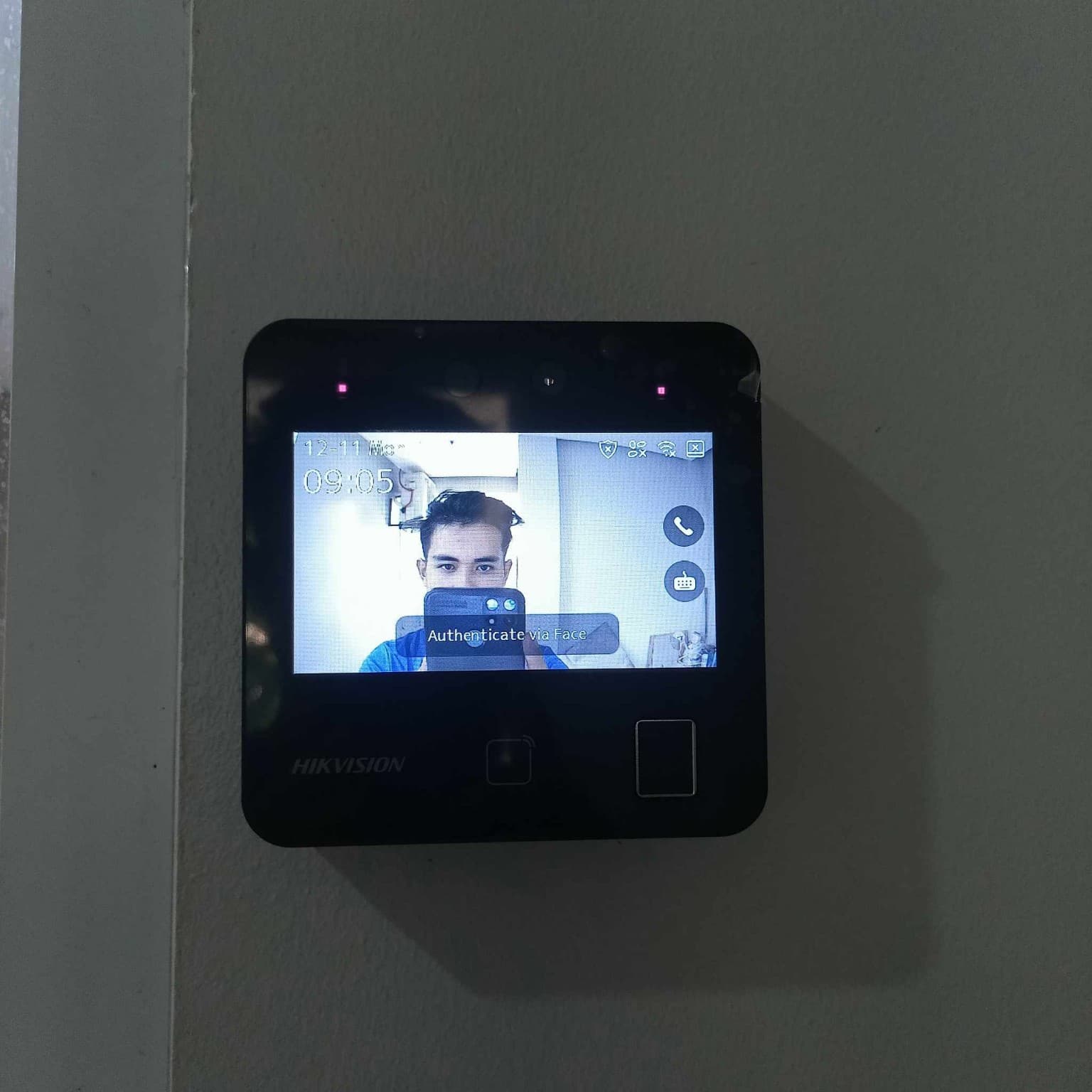 Face-recognition access control terminal close-up