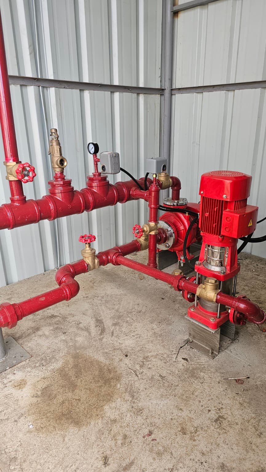 Fire protection pump and piping assembly