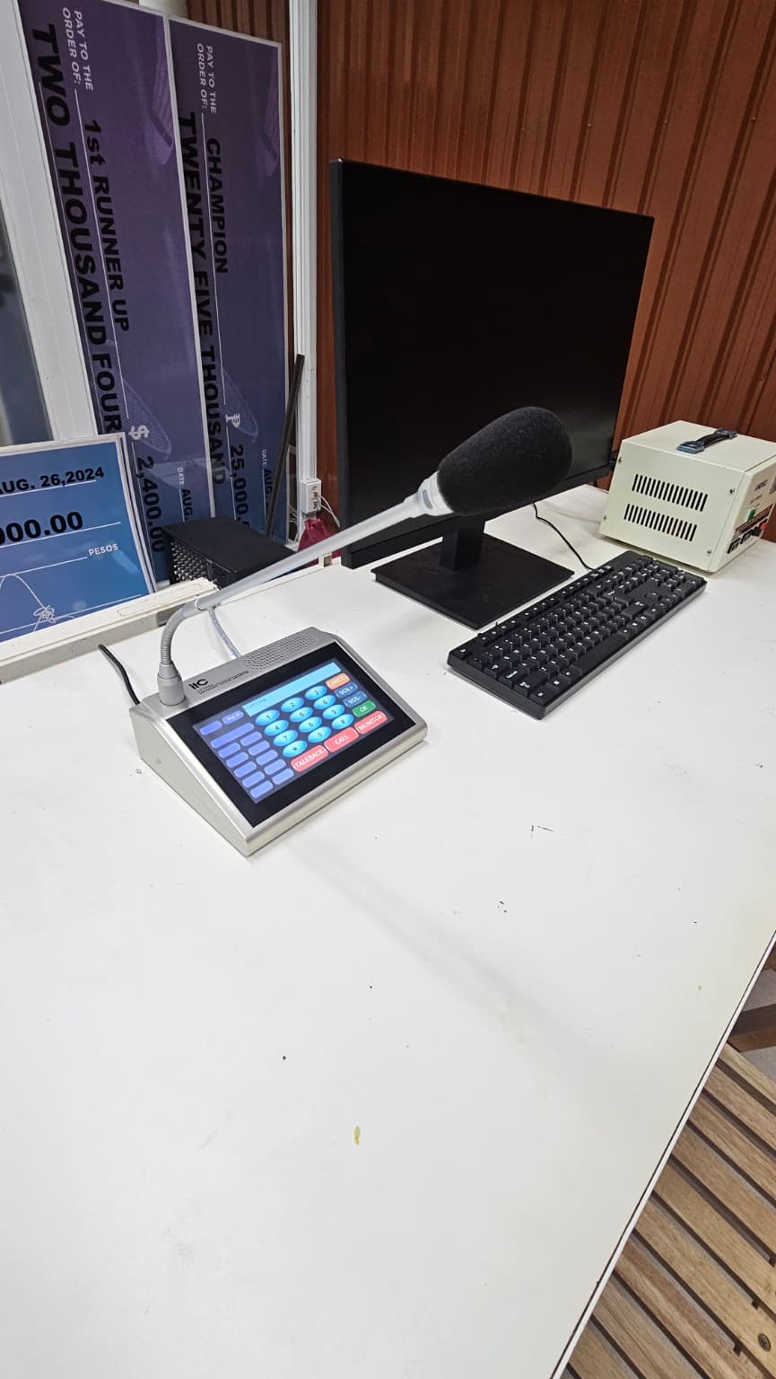 Public-address console and microphone